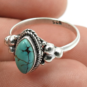 Bleu ciel Marquise lunette ensemble pierre précieuse Turquoise naturelle 925 argent Sterling minimaliste délicat anneaux faits à la main pour les cadeaux en gros - Product Image 1