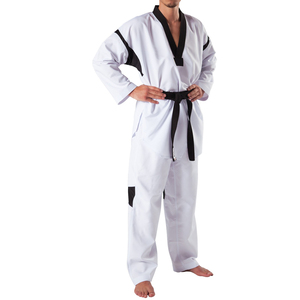 Uniforme d'arts martiaux à col en V avec logo personnalisé, tissu respirant en polyester/coton pour l'entraînement des adultes unisexes - Product Image 1