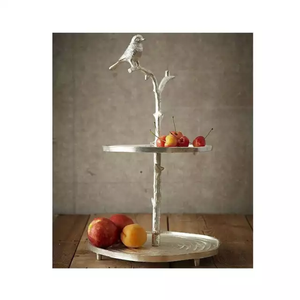 ฐานวางเค้กสำหรับตกแต่งบ้าน,ถาดโลหะวางคัพเค้กดีไซน์ทันสมัยสีเงินสำหรับตกแต่งเค้กงานเลี้ยงวันเกิด - Product Image 3