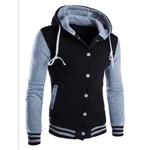 lettermen <b>jacket</b> style <b>fleece</b> pullover button style hoodie for men - Product Image 2