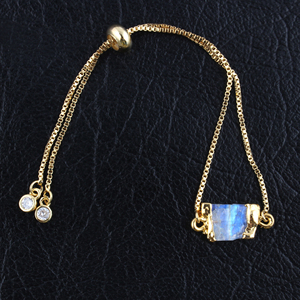 Wholesale Raw Cut Turquoise Gemstone <b>Bracelet</b> 18k Gold Electroplating Edged <b>Slider</b> Lock <b>Bracelet</b> Everyday Wear Fashion <b>Bracelet</b> - Product Image 4