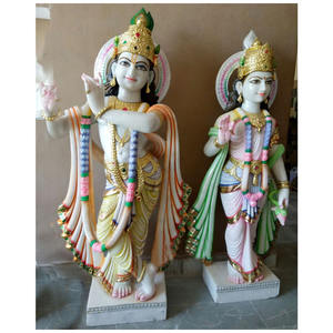 <b>Painted</b> Lord Radha Krishna Marble God Statues - Product Image 1