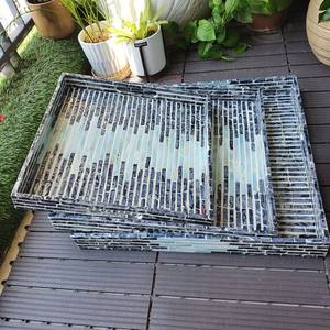 Mẹ Của Ngọc Trai Inlay Khay Trang Trí Nội Thất, Vòng Phục Vụ Khay, Vuông Trang Trí Khay Sơn Mài Khay - Product Image 4