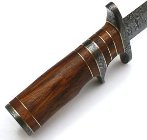 Hecho a mano personalizado Damasco acero caza Bowie cuchillo maquinilla de afeitar afilado Cuchillo de bolsillo con mango de madera Funda de cuero supervivencia Camping - Product Image 4