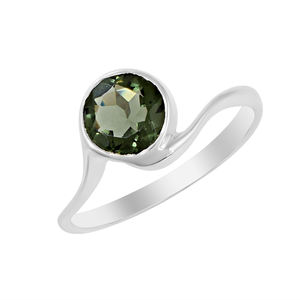 Anillo ondulado de diseñador de Plata de Ley 925 para mujer, elegante bisel de diamantes de piedras preciosas de moldavita, joyería fina para bodas - Product Image 1