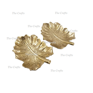 Juego de platos para servir hojas de calidad superior de dos platos y bandejas de hojas de color dorado de aluminio para uso en hoteles y restaurantes - Product Image 5