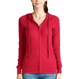 OEMWomen's Active Thermal Zip Up <b>Lightweight</b> <b>Hoodie</b> Casual Warm Up Jacket with Kangaroo Side Pockets - Product Image 3