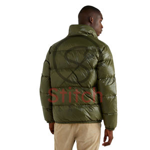 Gran oferta de chaqueta con capucha para hombre para invierno, globo de burbujas azul brillante con tela de lona con cuello levantado - Product Image 3