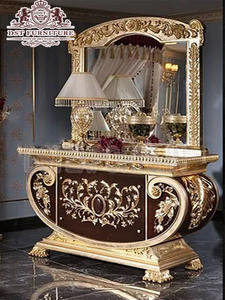 Ensemble de chambre à coucher de style royal Maharaja en finition or antique, ensemble de chambre à coucher en noyer, ensemble de chambre à coucher élégant et luxueux - Product Image 4