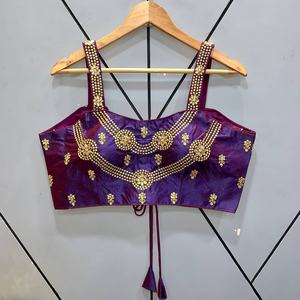 Very Beautiful and Elegant Festive Indian Girl Sewn on Embroidery Shirt Finished Cheaply with Wholesale Surat Alphanumero - Product Image 5