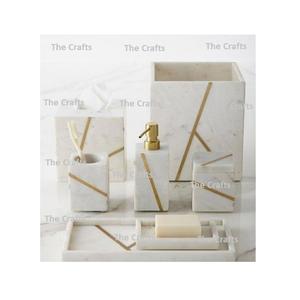 Ensemble de salle de bain en marbre et métal, qualité exclusive, taille et forme personnalisées, ensemble de salle de bain pour les meilleures ventes - Product Image 5