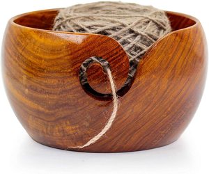 Soporte para bolas de hilo, cuencos de madera con aspecto antiguo para tejer a ganchillo, disponible en varios tamaños de la India - Product Image 5