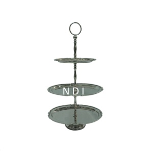 <b>Wedding</b> Or Birthday Parties Event Party Celebration Aluminium Metal Rounded Shape 3 Tier Birthday <b>Cake</b> Serving Stand - Product Image 1