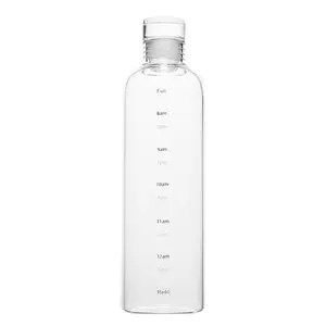 シンプルな透明ガラスカップポータブルファッションウォーターボトル飲用ガラス瓶