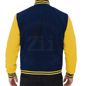 Vestes en toile Letterman personnalisées grande taille pour hommes avec col montant et broderie Couleur et design personnalisés - Product Image 4