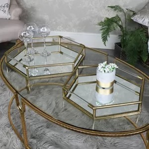 ที่มีคุณภาพสูงทองมิเรอร์ตกแต่งและให้บริการถาดกับโกลเด้นFlinishedสำหรับบ้านและร้านอาหาร - Product Image 3