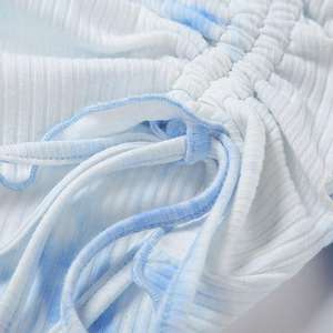 Femmes Casual Tie Dye Crop Tops Usine Directe De Gros Personnalisable Bleu & Blanc Motif Pas Cher Prix - Product Image 6