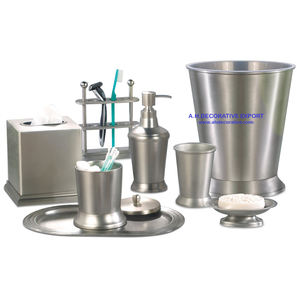 Ensembles de salle de bain gaufré en acier inoxydable, 3 pièces, ensemble sanitaire en métal finition brillante pour la décoration de salle de bain - Product Image 6