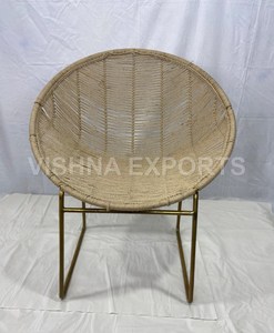 เก้าอี้รับประทานอาหารโลหะสไตล์ดั้งเดิมสำหรับห้องนั่งเล่นที่บ้านทอพร้อมเชือกปอกระเจา-เฟอร์นิเจอร์มีคุณสมบัติคงที่ - Product Image 4