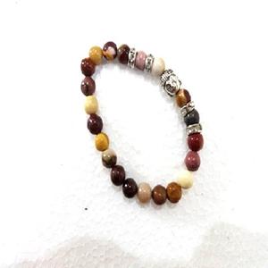 Agate naturelle faite à la main Mookaite pierres précieuses Bracelet perles pierre semi-précieuse artisanat métal bouddha guérison Chakra motif cristal - Product Image 1