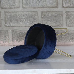 Hiện đại nhung lưu trữ phân, Ottoman và pouffe với chân kim loại trong Vàng kết thúc trong màu xanh cho phòng ngủ phòng và đồ nội thất nhà - Product Image 2