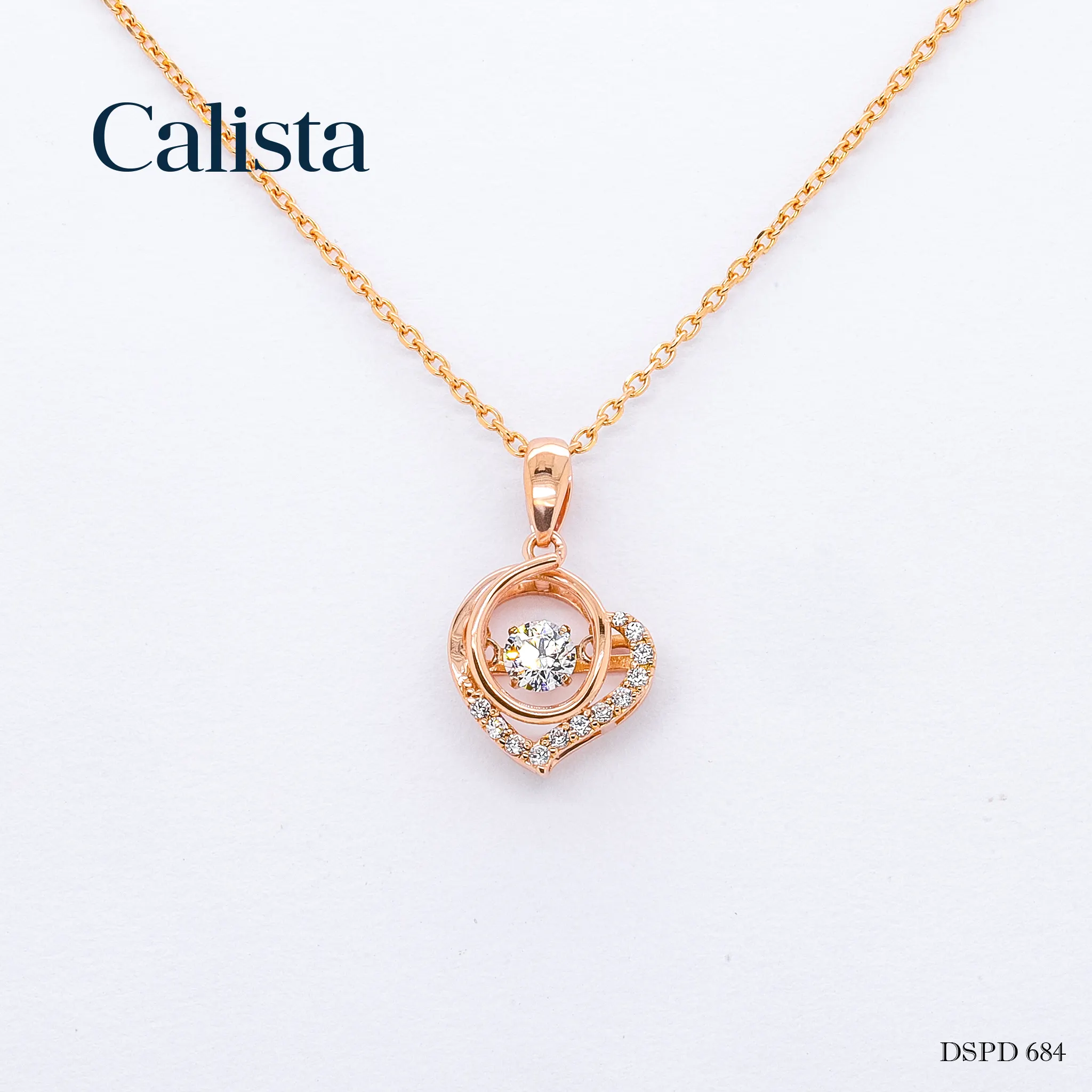 Collana con ciondolo da donna in oro rosa 14 carati personalizzati con pendenti in pietra CZ per gioielli raffinati