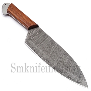 Custom Handmade Damascus Steel <b>Kitchen</b> Chef <b>Knife</b> Olive Wood Handle <b>Knife</b> (Smk1575) - Product Image 2