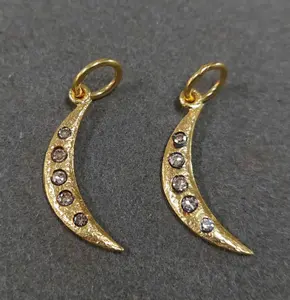 14k gold moon Pendant, Oxidised Gold jewelry