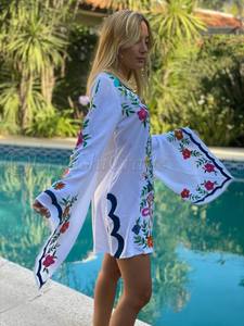 Robe de plage, élégante, ample, Style Boho, broderie à la main, col en V, vêtements de plage, femmes, ukraine, collection - Product Image 2