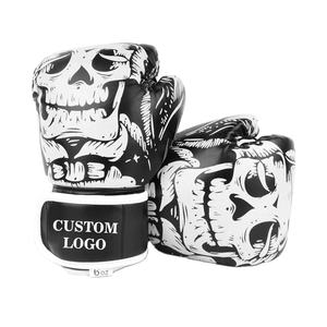 ถุงมือชกมวยหนังวัวสีดำขนาด8ออนซ์10ออนซ์ - Product Image 1