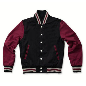 Vestes universitaires en laine personnalisées pour hommes avec manches en cuir, patchs en chenille, col montant, logo frontal, écologiques et respirantes - Product Image 1