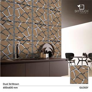 Azulejos de suelo de porcelana de mármol 3D modernos de diseño marrón, cerámica de 600x600mm para paredes interiores de sala de estar - Product Image 2