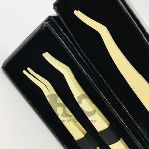 Nueva pinza aplicador de extensión de pestañas pinzas aplicadoras sostenibles oro plata negro aplicador de pestañas logotipo privado visón - Product Image 4