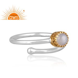 925 fine En Argent Sterling Naturel Gris lune pierre pierres précieuses empilable Anneau pour femmes bijoux fabricant - Product Image 2