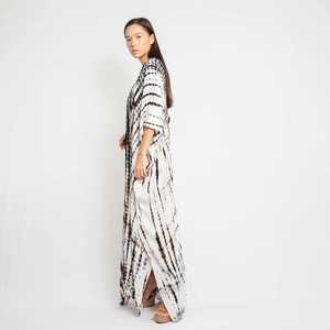 Cubierta de baño de caftán bohemio de tamaño libre para mujer, traje Sexy hecho a mano con tinte de corbata, ropa de playa de vacaciones de verano, estilo dulce hasta el suelo - Product Image 6