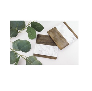 Posavasos de madera de mango y piedra de mármol, decoración del hogar, Forma cuadrada, posavasos de mármol hechos a mano de madera para la venta - Product Image 1