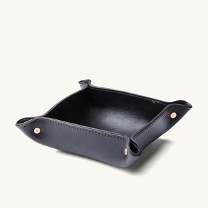 Plateau à valise plateau en cuir, rangement de vaisselle en forme carrée, Grain complet en cuir - Product Image 4