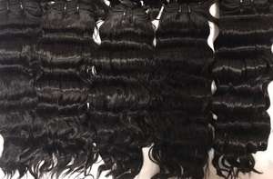 Extensions de cheveux indiens vierges Remy faisceaux de trame à double tirage et fermeture vague profonde bouclée naturelle vague de corps 100% cheveux humains - Product Image 3