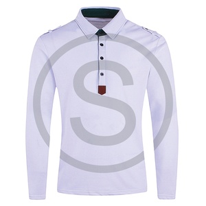 เสื้อโปโลสีขาวแขนยาวสำหรับผู้ชาย,อัพเกรดผลิตภัณฑ์แถบสีตัดกัน - Product Image 1