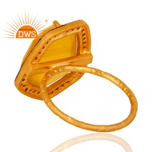 Faceted Cut <b>Yellow</b> Moonstone Ring 18k Gold Plated Silver Designer Stackable Ring Jewelry Supplier Classic Collection - Product Image 3