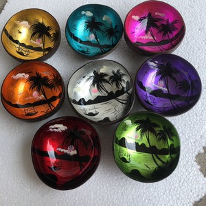 Silver leaf color coconut bowl Vietnam, Ha Thai lacquer - Product Image 2