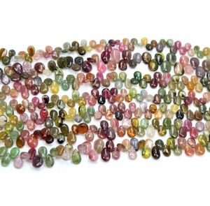 Natural Multi Tourmaline Smooth Pear Shape <b>Stone</b> <b>Beads</b> Size 7X5MM to 10X5MM Approx 8 Inch Length - Product Image 4