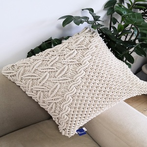 Taie d'oreiller carrée en coton macramé la plus populaire motif tricoté vintage pour la décoration de canapé à la maison - Product Image 2