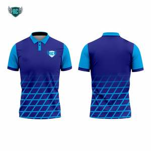 Polo con degradado azul y negro personalizado, ropa deportiva de manga corta con patrón geométrico para uniforme de equipo - Product Image 4