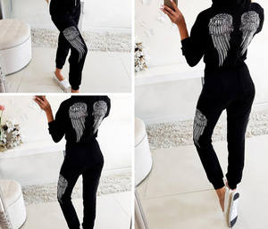 Sudaderas con capucha y pantalones de chándal ajustados con estampado de color sólido para mujer con estilo para correr y ropa informal - Product Image 6