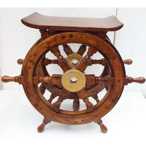 Roue de bateau en bois fait à la main de couleur marron, décorative, pour la maison, l'hôtel, Table de Restaurant - Product Image 3