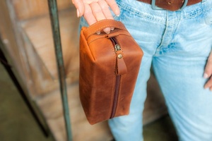 Personalized Custom Dopp <b>Kit</b> Organizer <b>Travel</b> Shaving Genuine Leather Cosmetic Toiletry Bag for Men LLE-0033 - Product Image 6