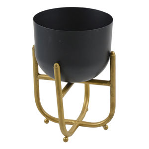 Juego de dos macetas de flores de decoración, color negro, diseño de acabado, alta calidad, hierro, Metal - Product Image 6