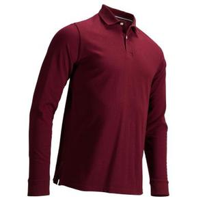 เสื้อโปโลแขนยาวสำหรับผู้ชายเสื้อกอล์ฟผ้าฝ้ายสีแดง/สีกรมท่า - Product Image 3