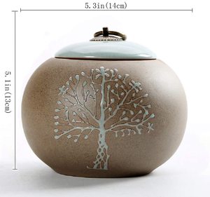 Urna Funeraria Estilo Americano SOULURNS para Cenizas Humanas y de Mascotas, Diseño Pintado a Mano del Árbol de la Vida en Color Marrón - Product Image 4